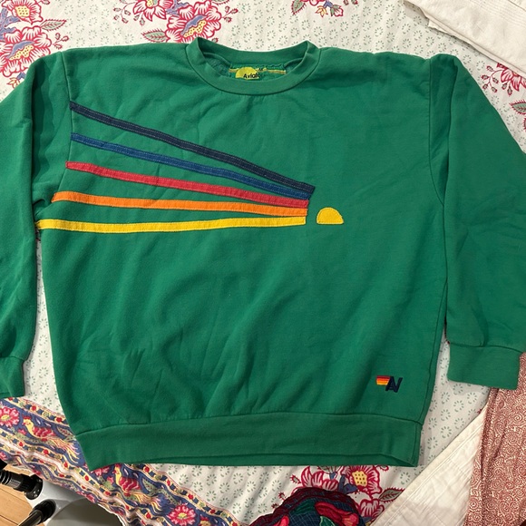 Aviator Nation Daydream relaxed crew sweatshirt in Green unisex M - Picture 10 of 14